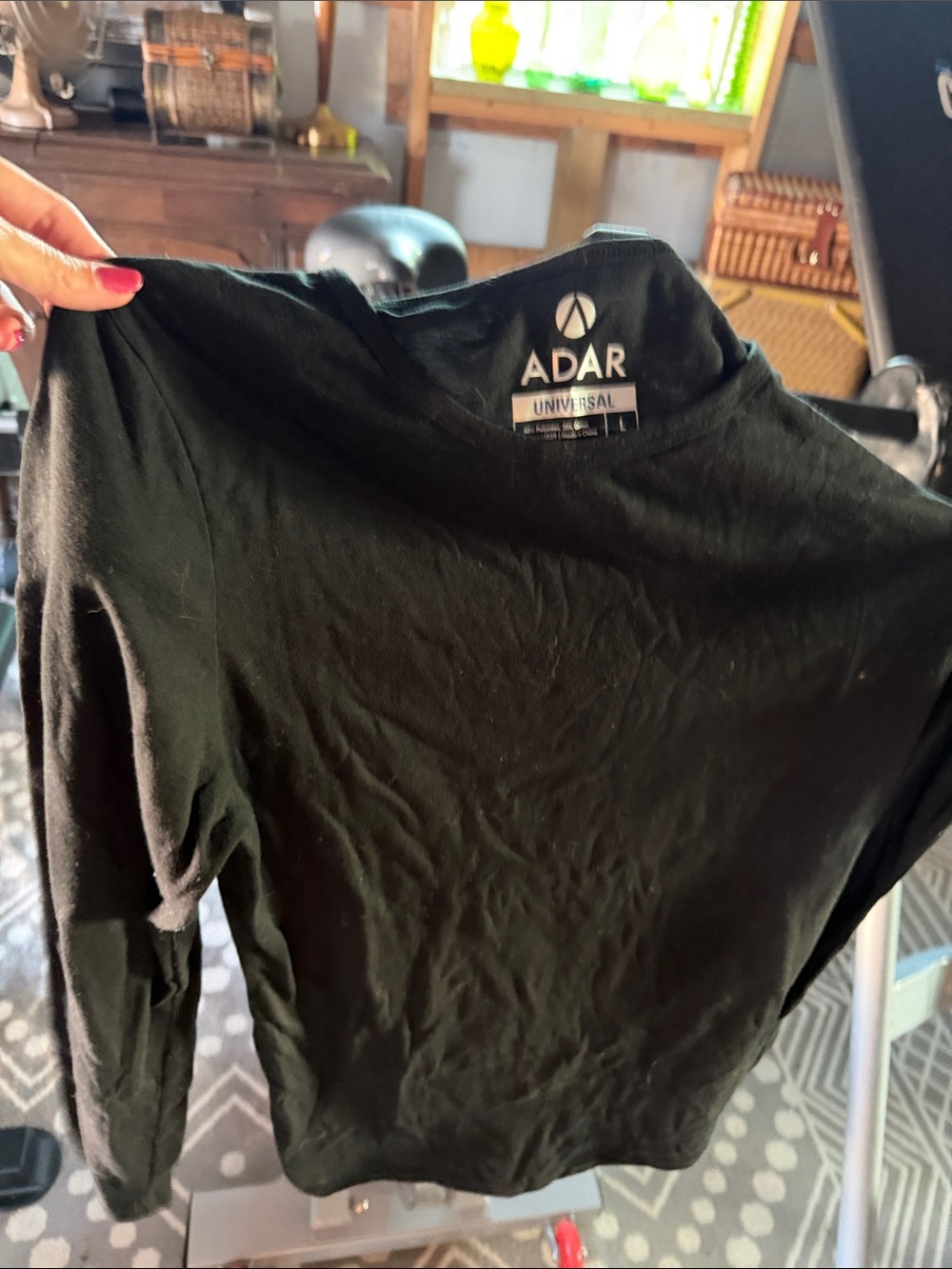 Adar Universal Black Long Sleeve Crewneck Top
